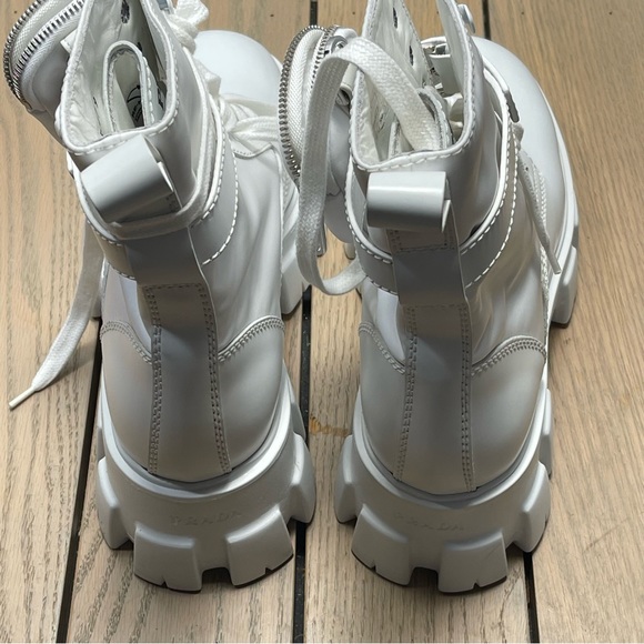 Prada Monolith Mini Bag Lug Sole Combat Boot SZ 9 US Mens Logo Pouch Ankle Black - Picture 9 of 14